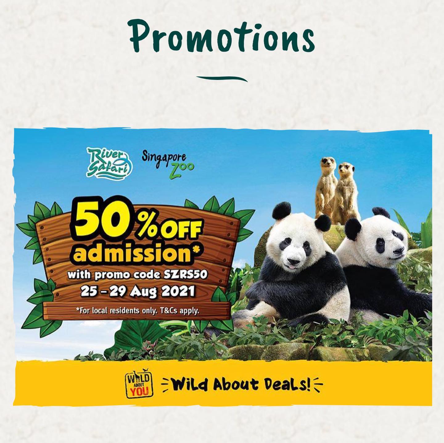 【50%オフ】River safari & Singapore zoo 